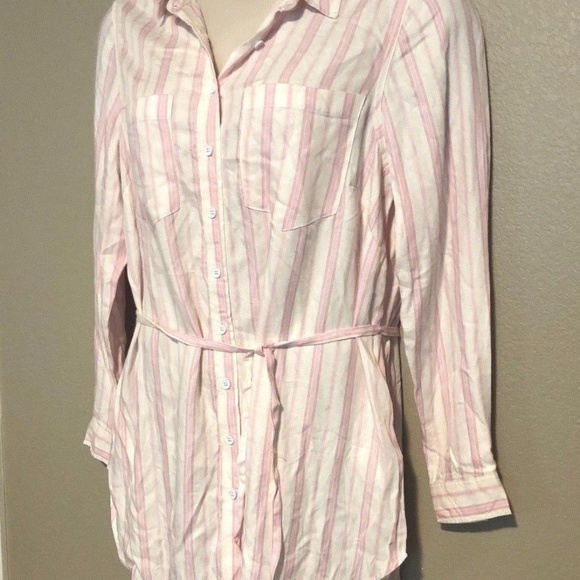 Melissa McCarthy Seven7 Women's Pink Striped Button Up Tunic Top 0X/XXL - Picture 7 of 16